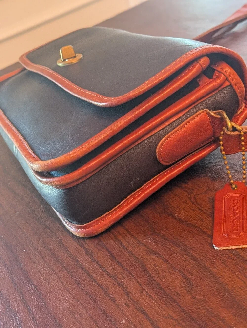 Rare Vintage Coach City Spectator 9935 Bag Black Tabac Brown Leather Crossbody